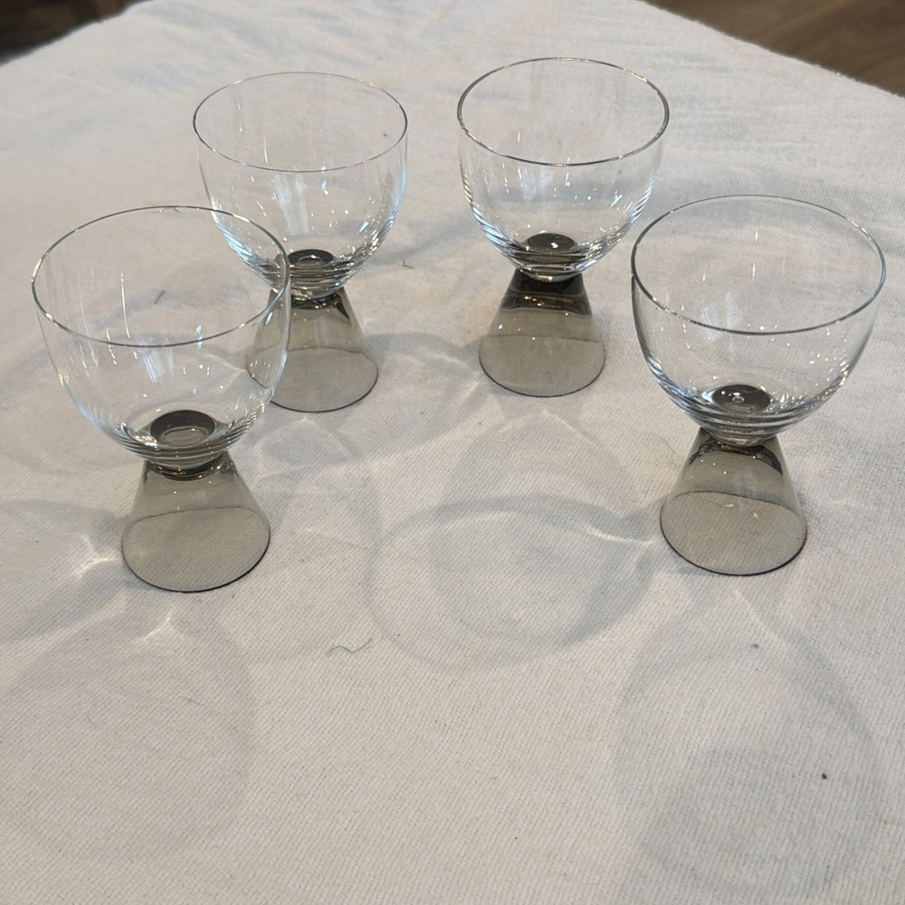 HTF Vtg Set Of 4 MCM Rosenthal Smoked Fortuna Juice Glasses 3 7/8"